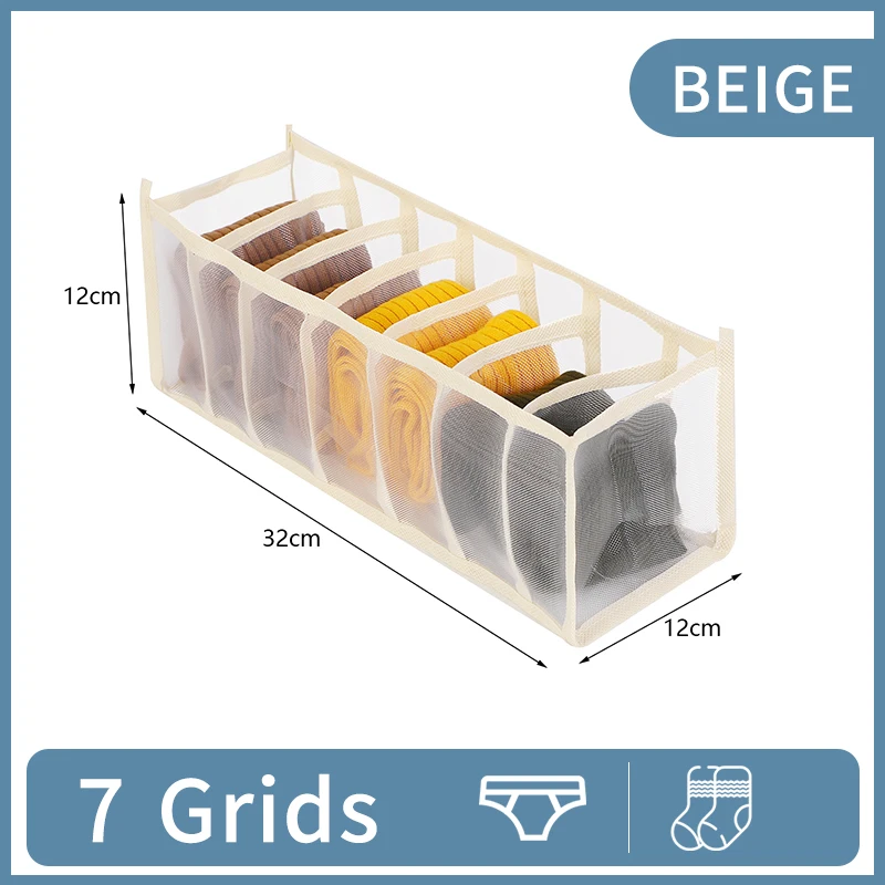 7-Grid Foldable Drawer Organizer for Dorm Closet