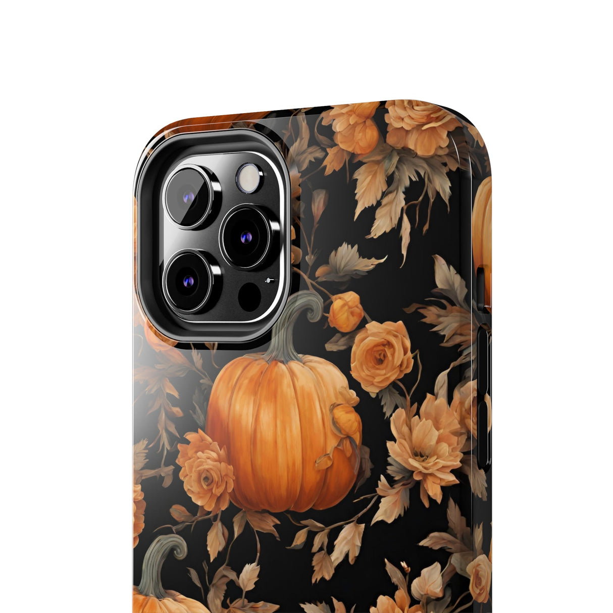 Halloween Pumpkin Tough Phone Cases, 3D Pumpkin and Flower Phone Case