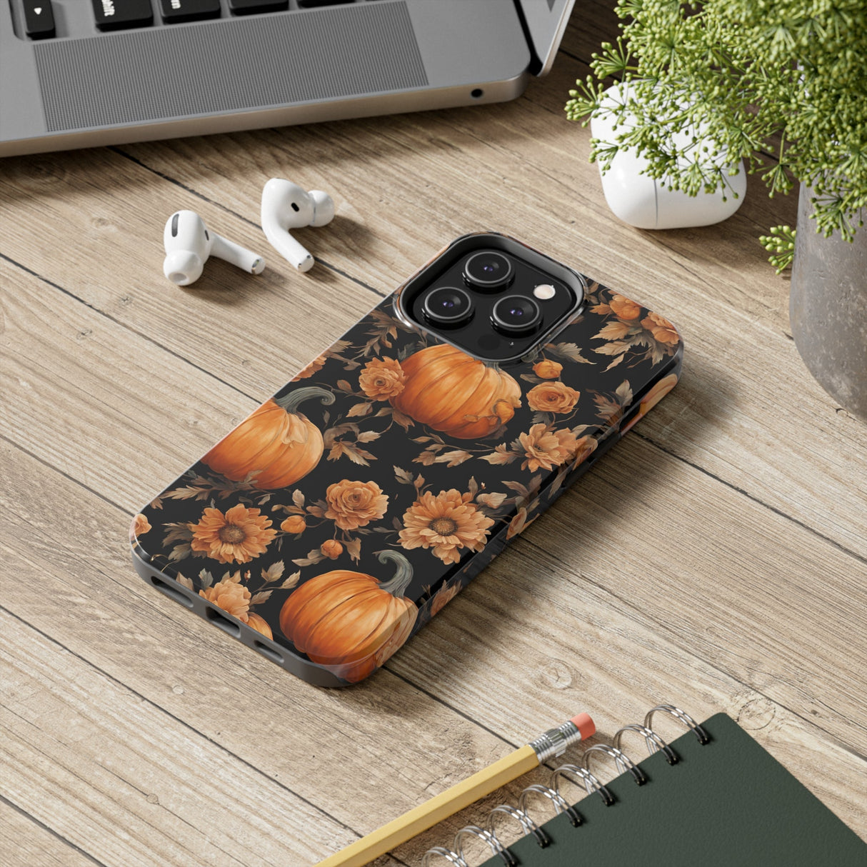 Halloween Pumpkin Tough Phone Cases, 3D Pumpkin and Flower Phone Case