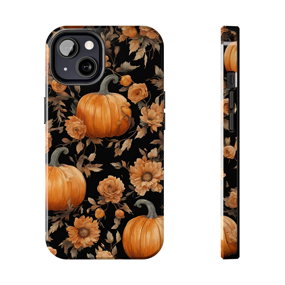 Halloween Pumpkin Tough Phone Cases, 3D Pumpkin and Flower Phone Case