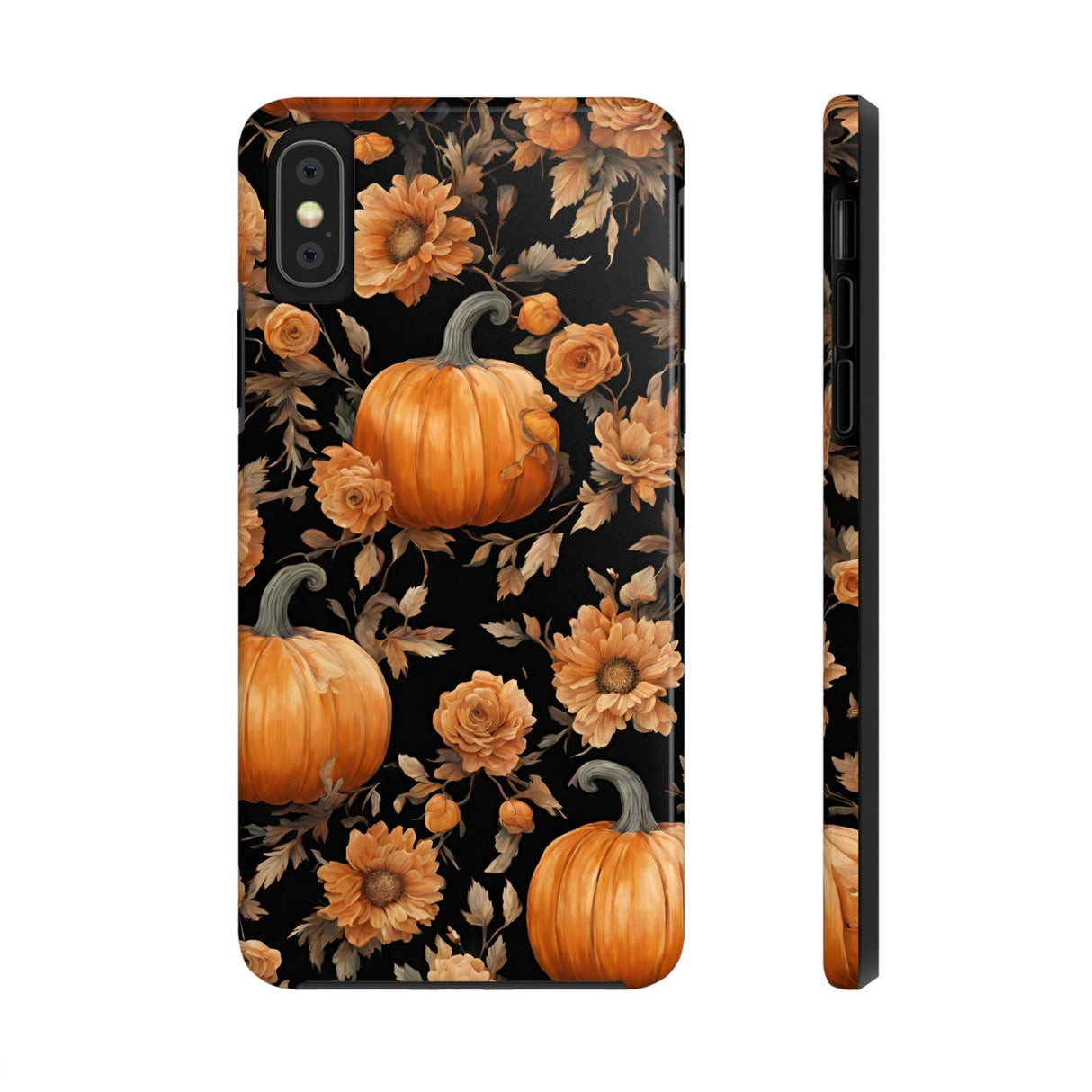 Halloween Pumpkin Tough Phone Cases, 3D Pumpkin and Flower Phone Case