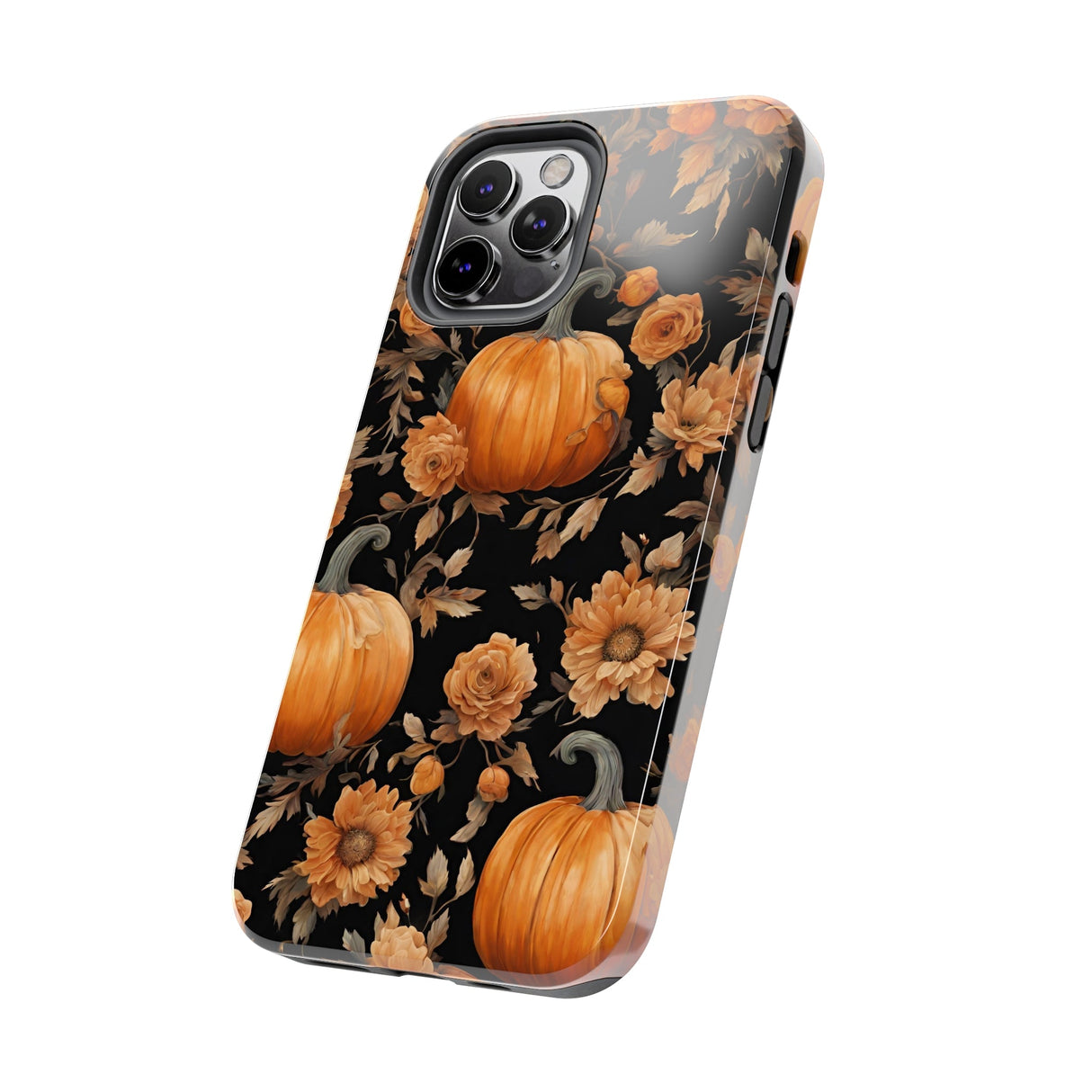 Halloween Pumpkin Tough Phone Cases, 3D Pumpkin and Flower Phone Case