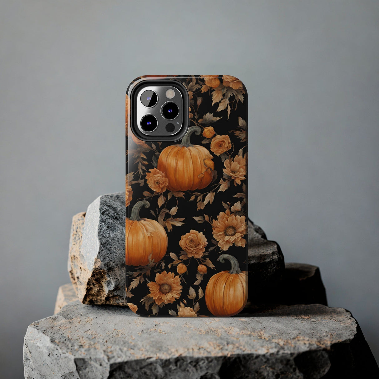 Halloween Pumpkin Tough Phone Cases, 3D Pumpkin and Flower Phone Case