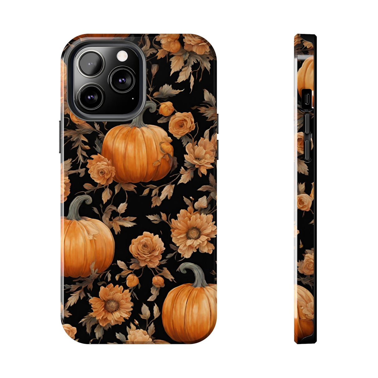 Halloween Pumpkin Tough Phone Cases, 3D Pumpkin and Flower Phone Case