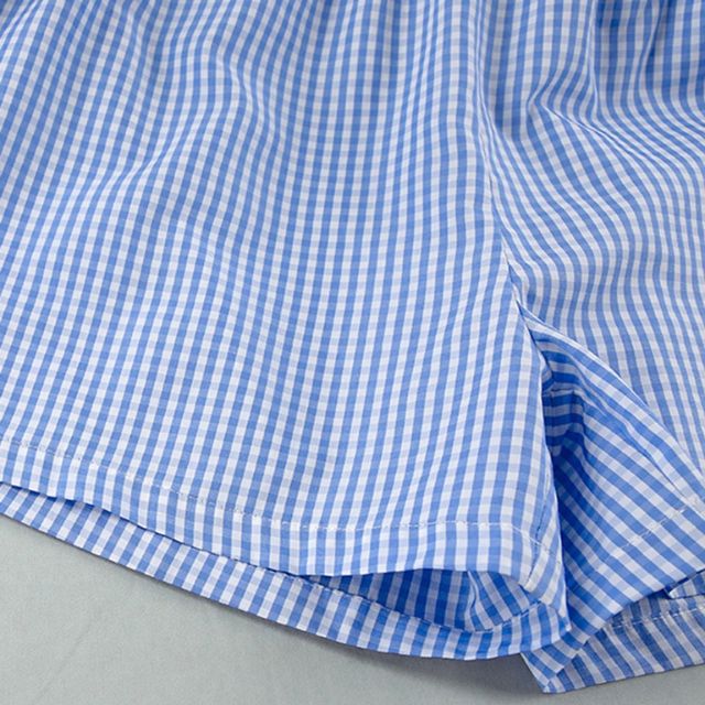 Harper - Gingham romper with keyhole neckline and bow detail