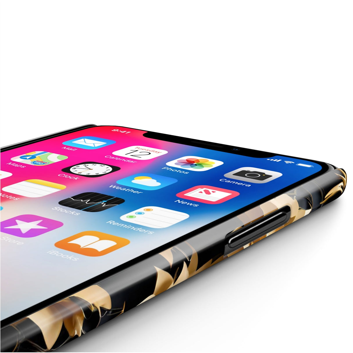 Halloween Black & Gold Spider Slim Phone Cases, Gold Flower Phone Case