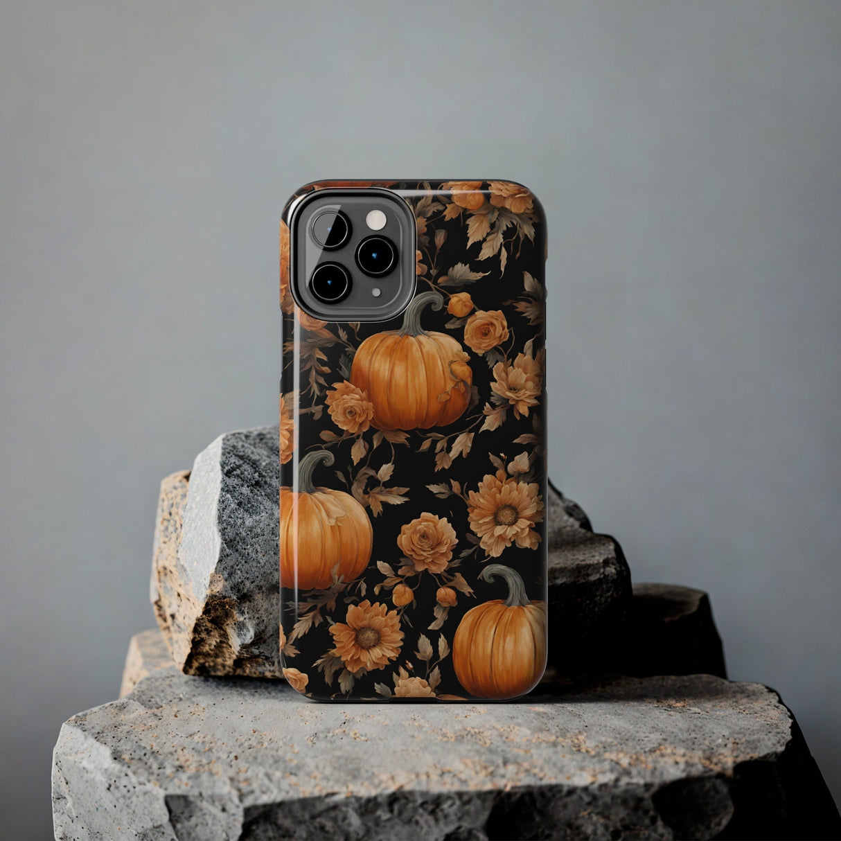Halloween Pumpkin Tough Phone Cases, 3D Pumpkin and Flower Phone Case
