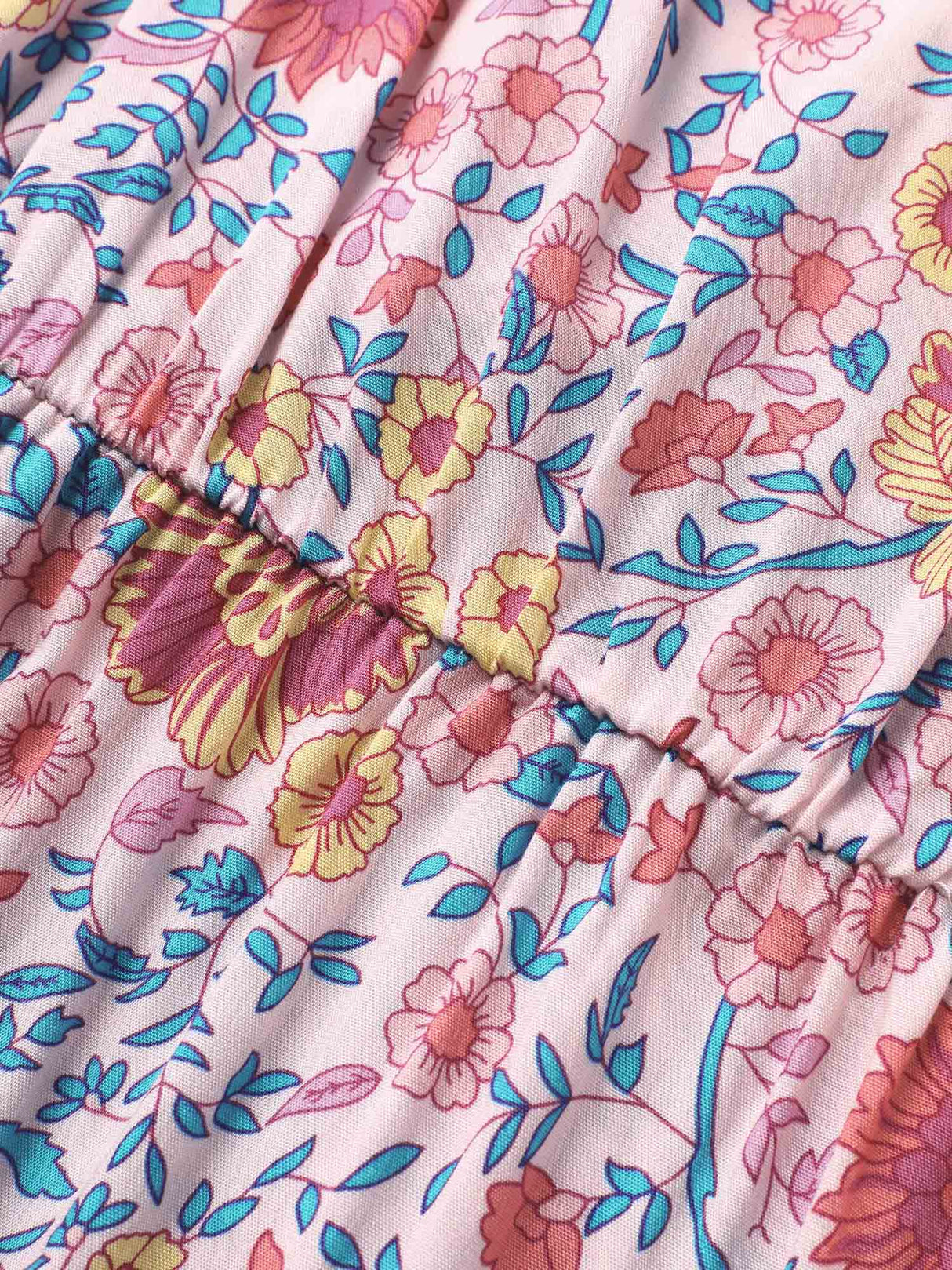 Floral Elastic Waist Patchwork Cami Dress