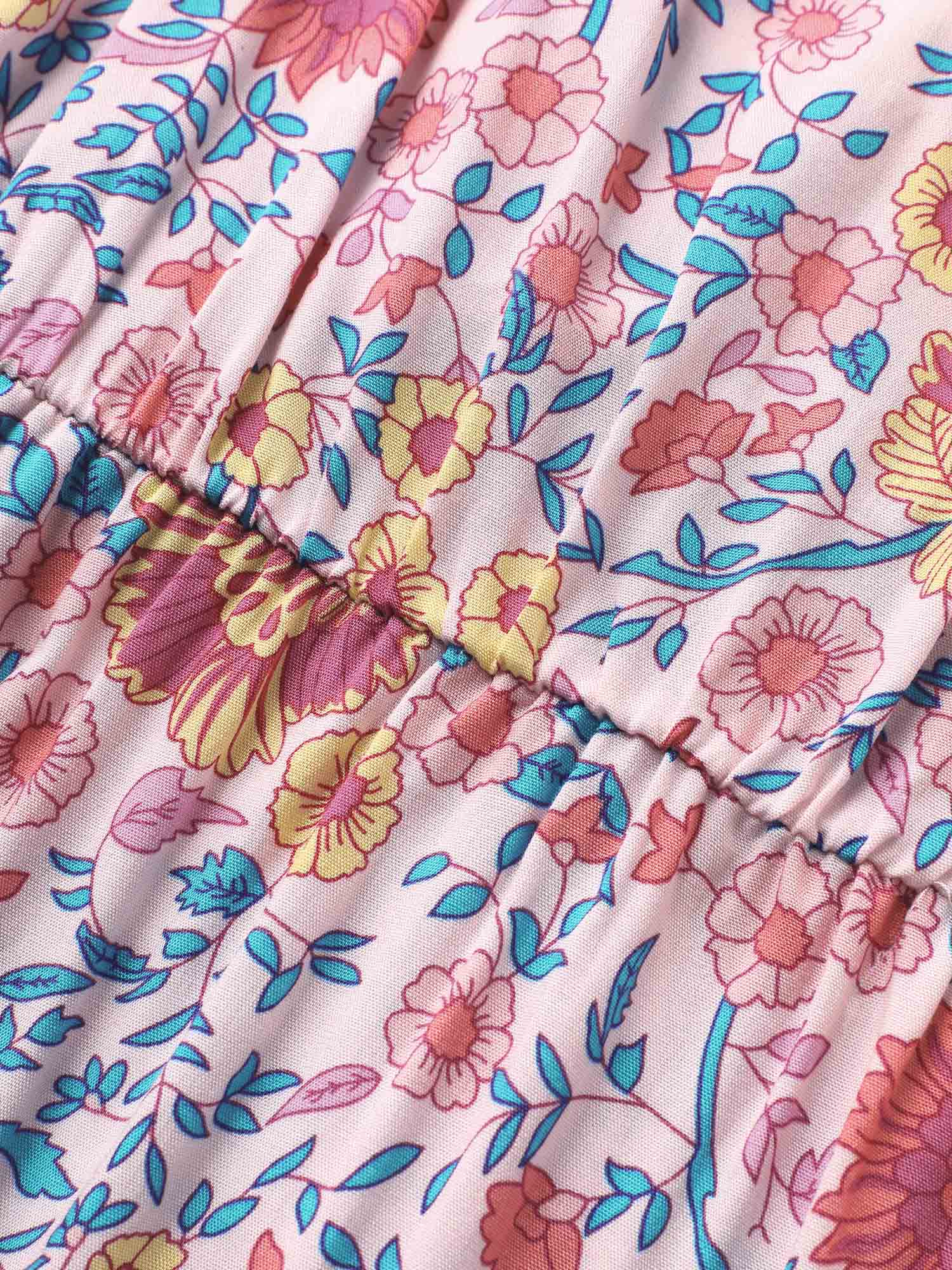 Floral Elastic Waist Patchwork Cami Dress