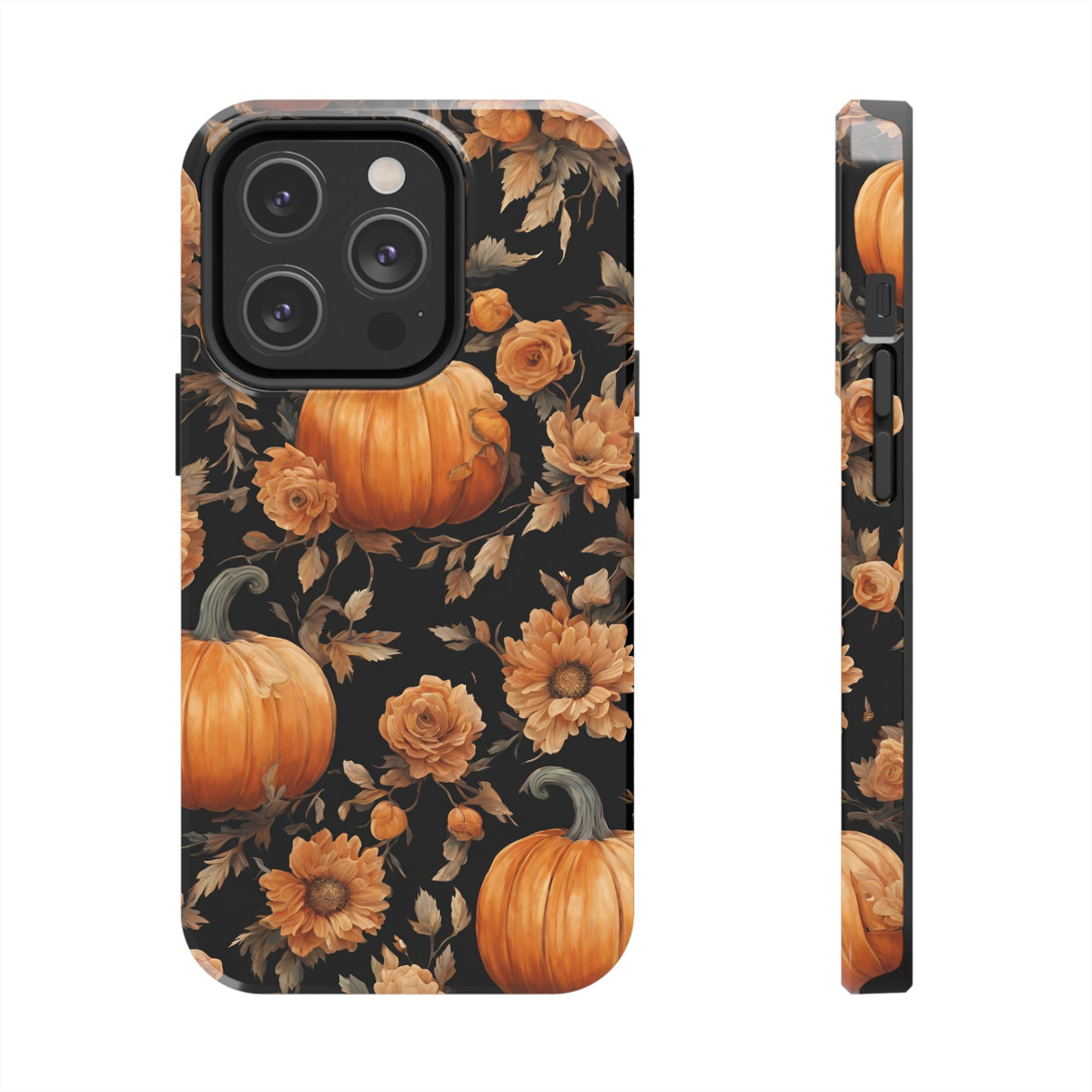 Halloween Pumpkin Tough Phone Cases, 3D Pumpkin and Flower Phone Case