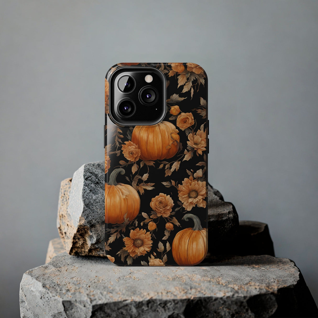 Halloween Pumpkin Tough Phone Cases, 3D Pumpkin and Flower Phone Case