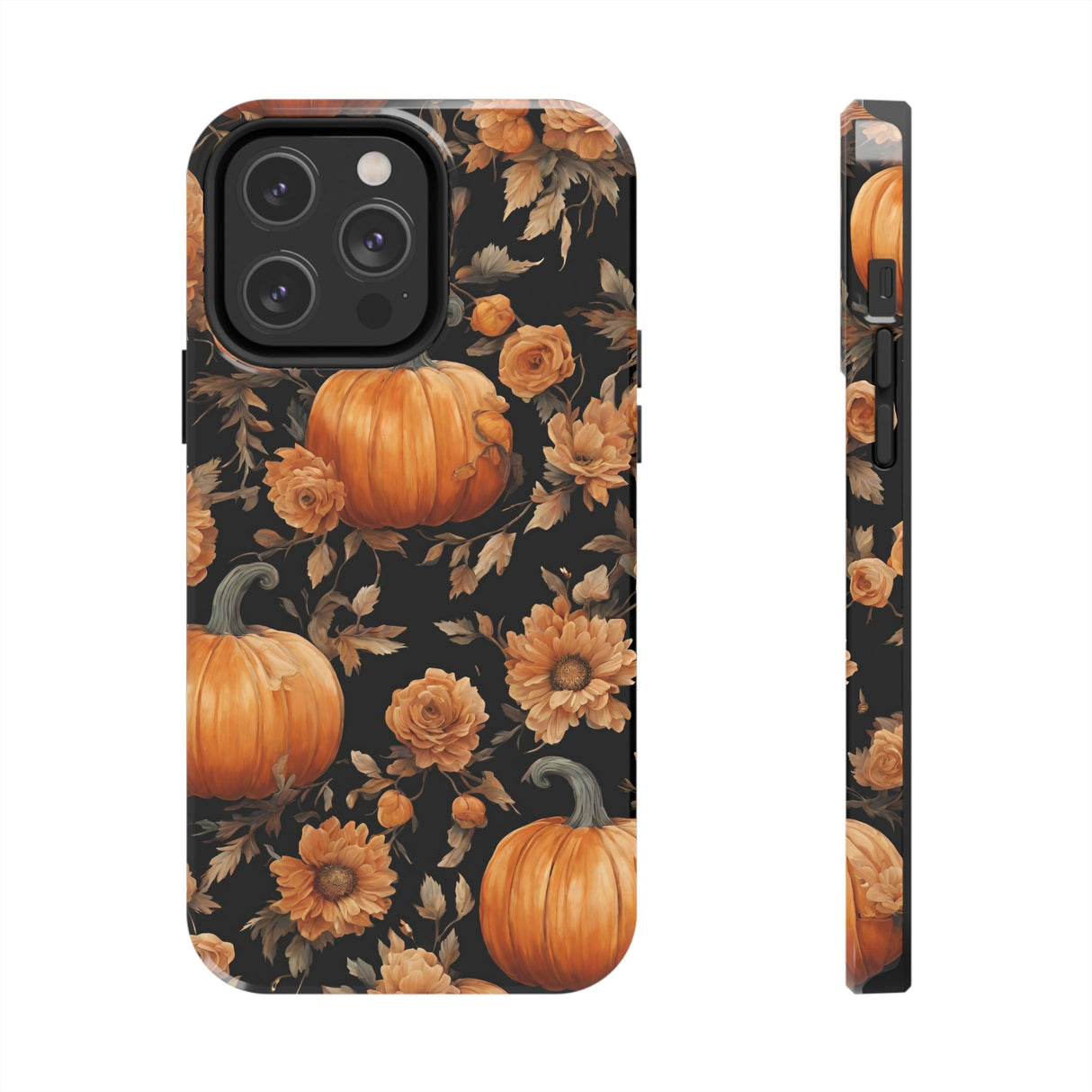 Halloween Pumpkin Tough Phone Cases, 3D Pumpkin and Flower Phone Case