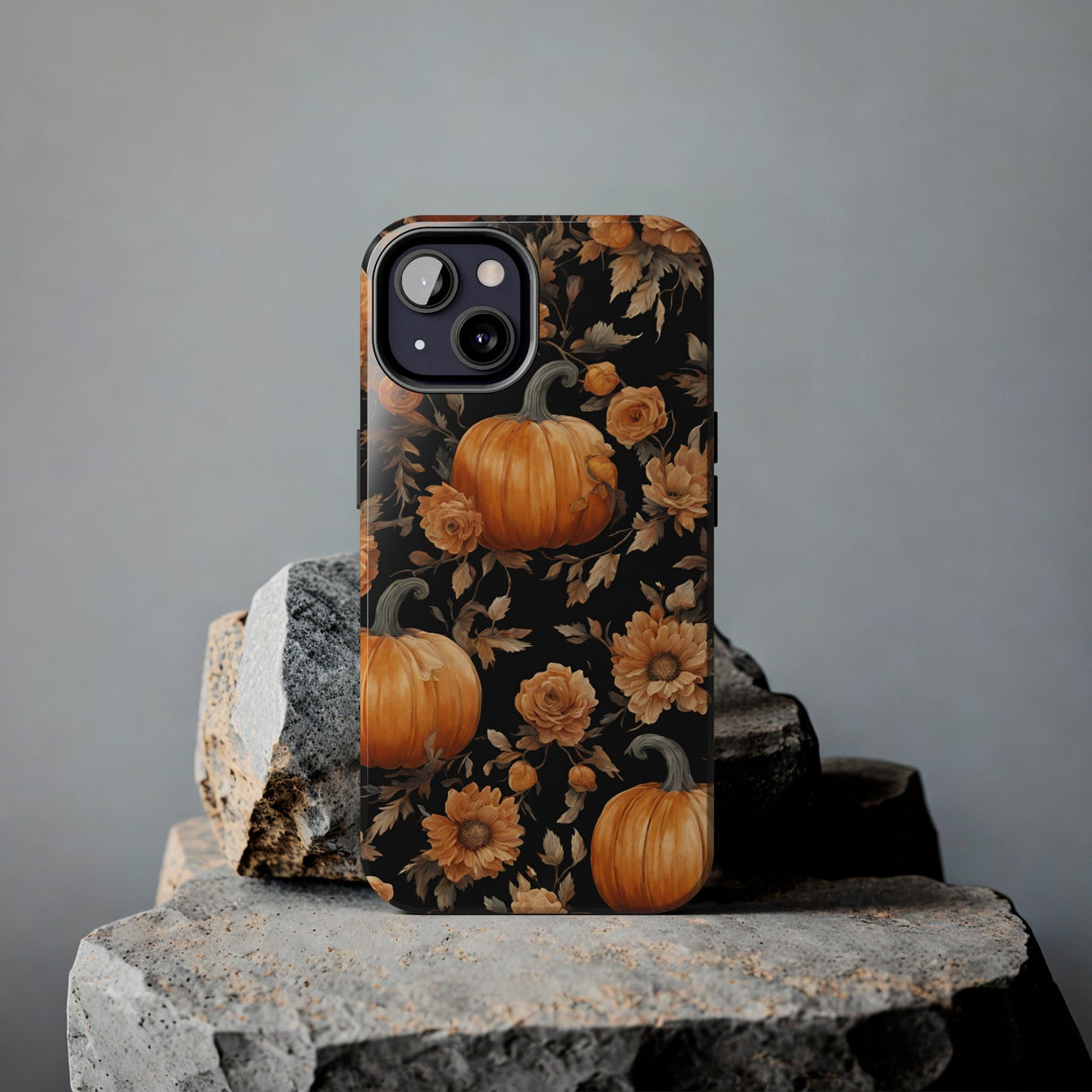 Halloween Pumpkin Tough Phone Cases, 3D Pumpkin and Flower Phone Case