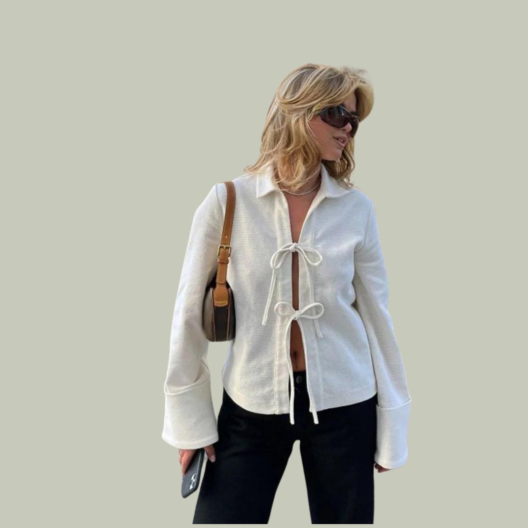 Leanne - Textured cardigan with flared sleeves