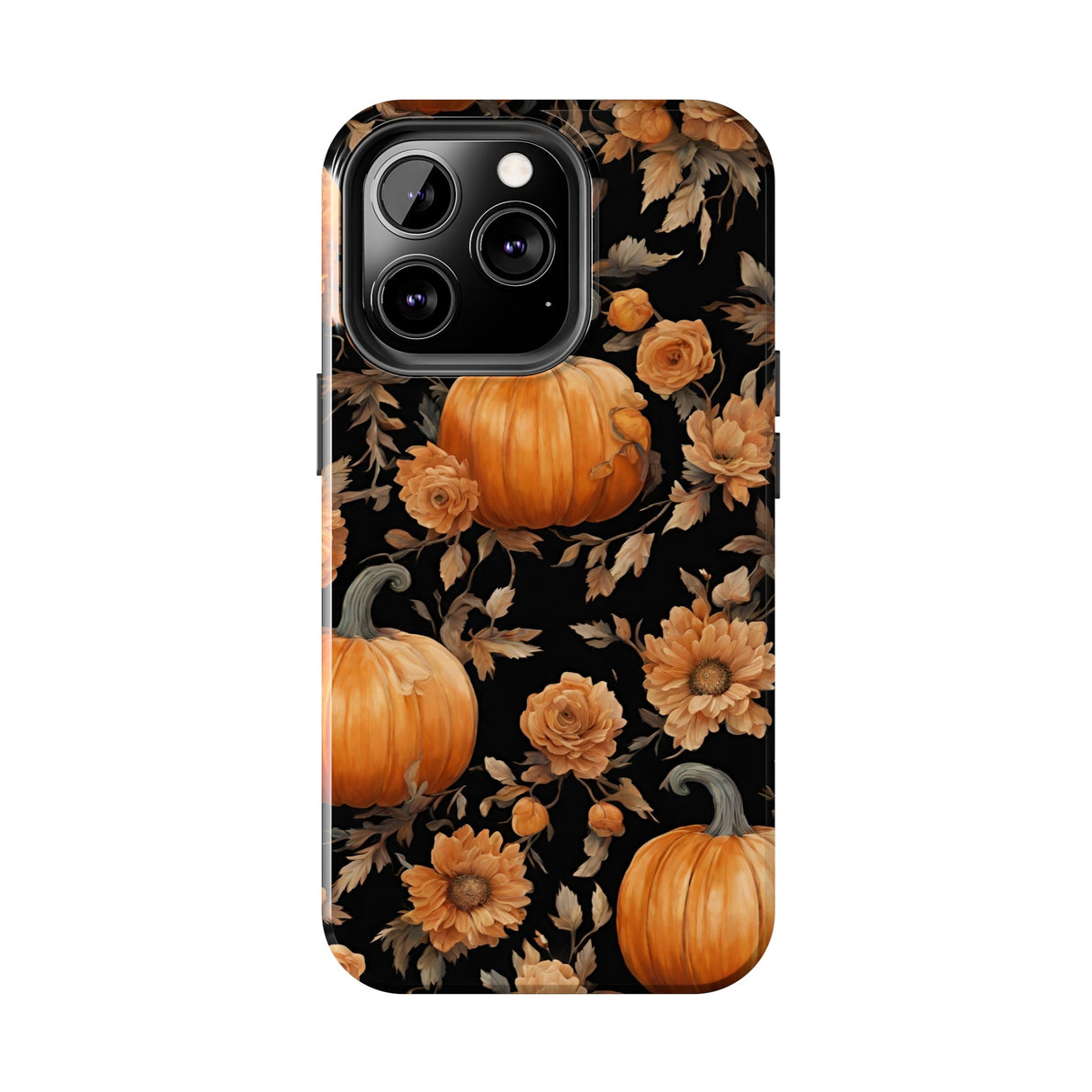 Halloween Pumpkin Tough Phone Cases, 3D Pumpkin and Flower Phone Case