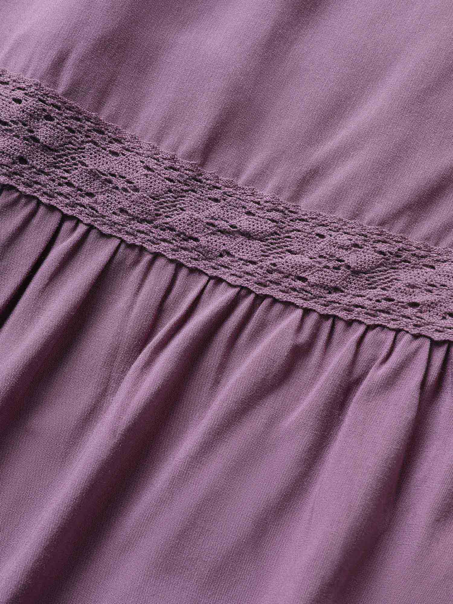 Solid Cap Sleeve Shirred Frill Trim Dress