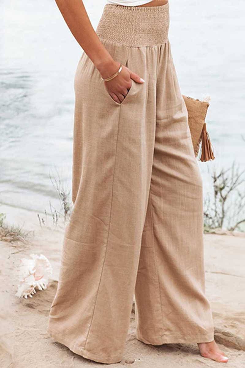 Milda High-Waist Cotton Linen Palazzo Trousers