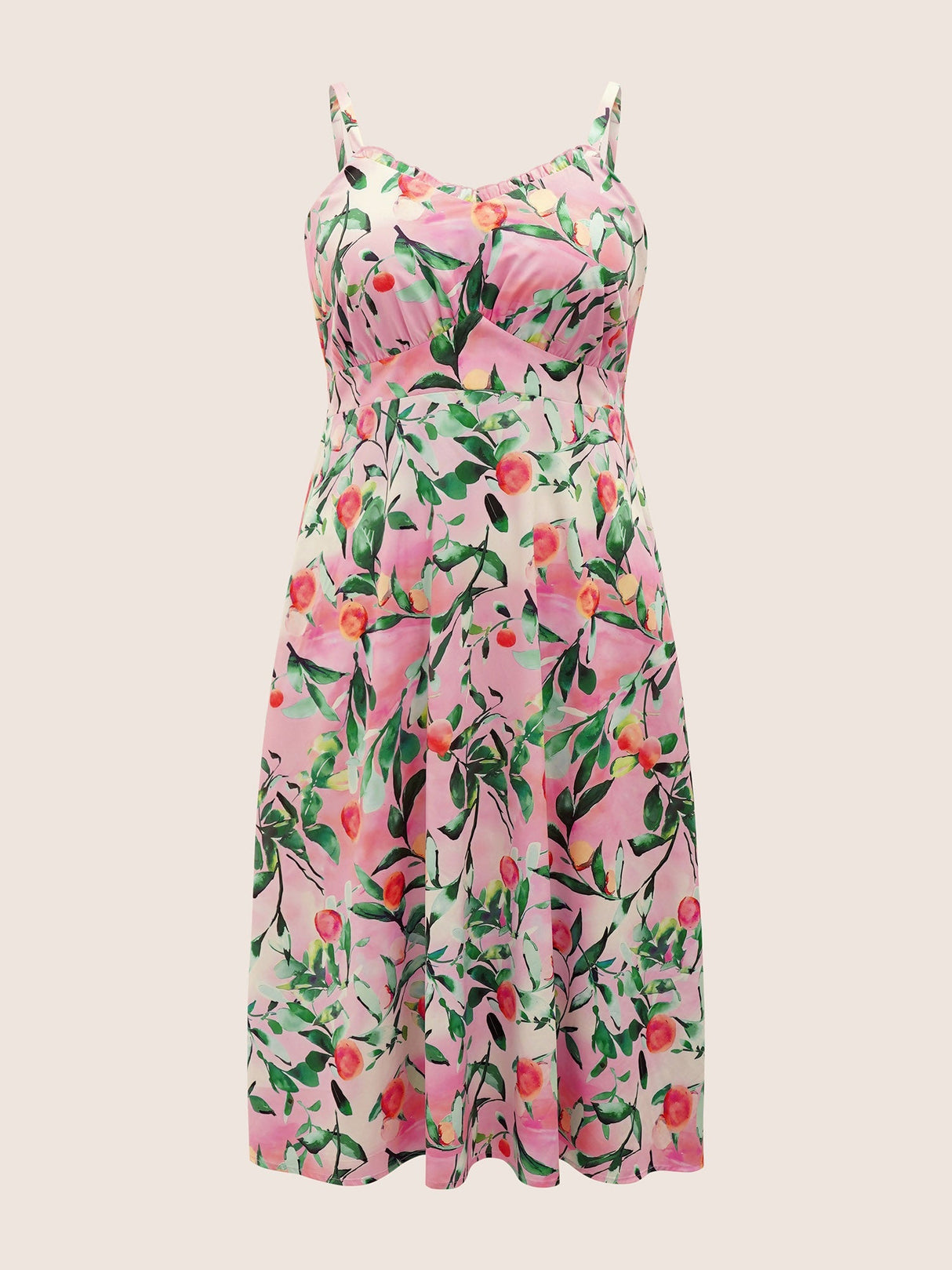 Peachs Print Frill Trim Pocket Cami Dress