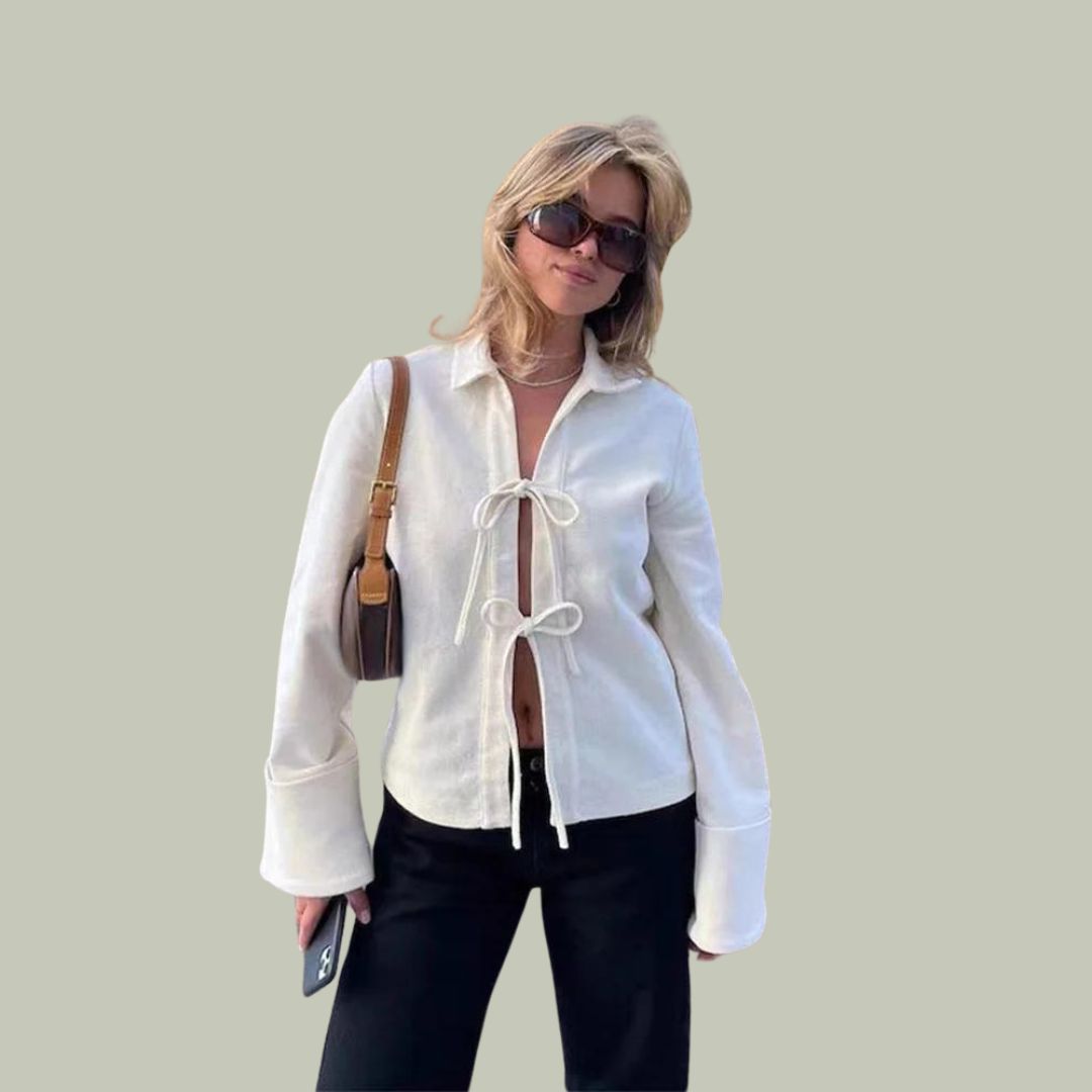 Leanne - Textured cardigan with flared sleeves