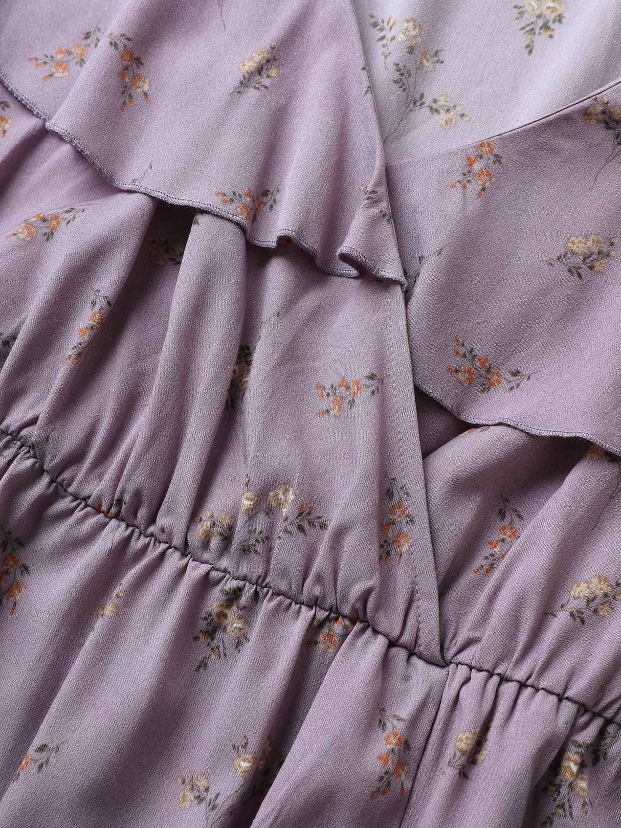 Ditsy Floral Wrap Ruffle Cap Sleeve Split Hem Dress