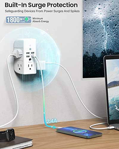 Mifaso Wall Outlet Extender with Shelf and Night Light