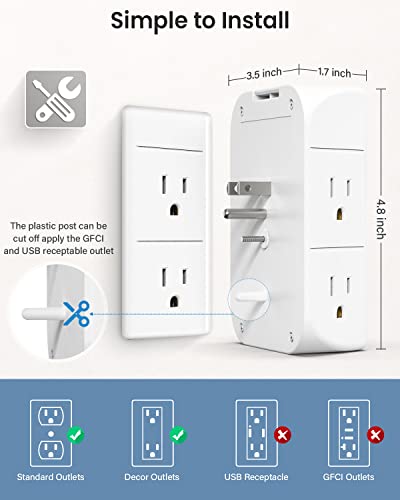 Mifaso Wall Outlet Extender with Shelf and Night Light