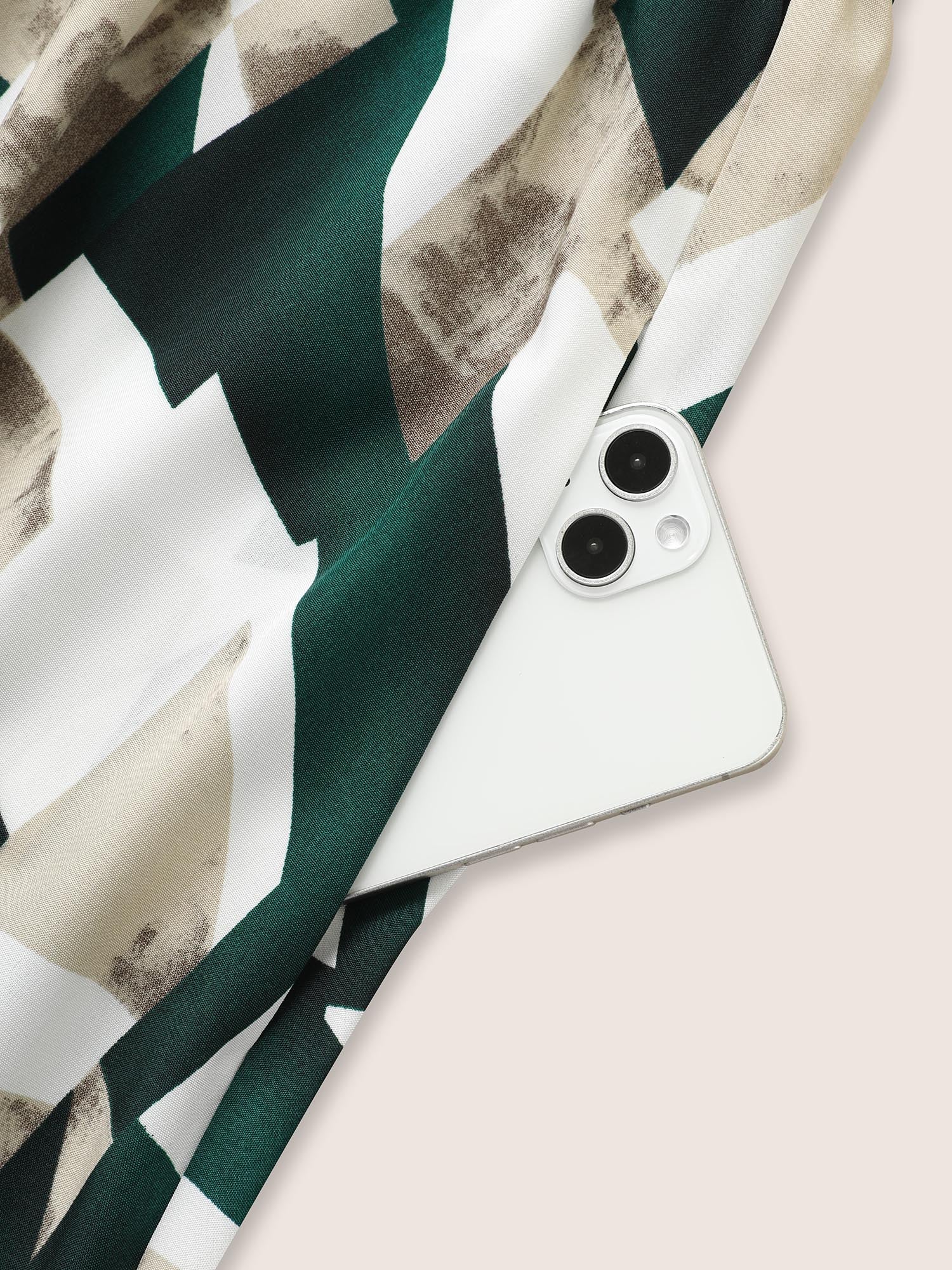 Geometric Pocket Flat Collar With V Notch Dress