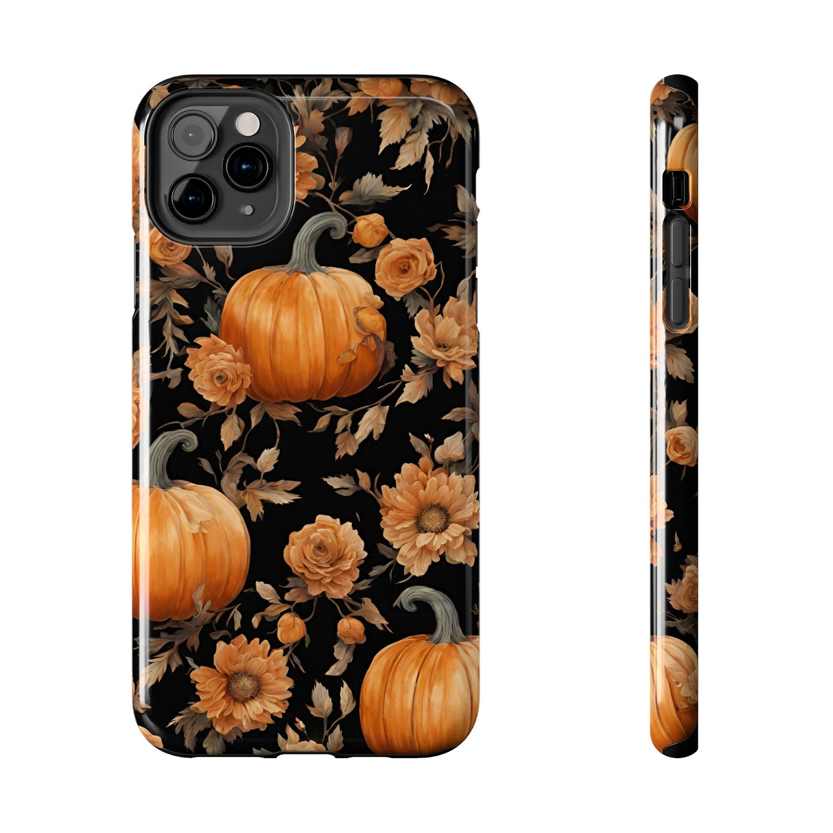 Halloween Pumpkin Tough Phone Cases, 3D Pumpkin and Flower Phone Case