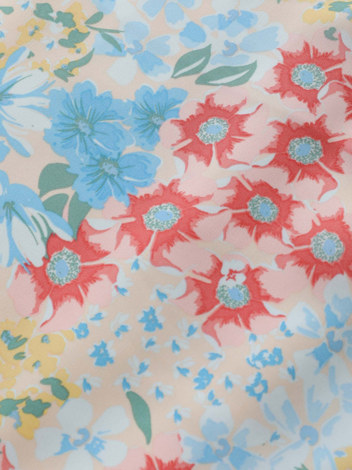 Floral Contrast Ruched Elastic Waist Dress