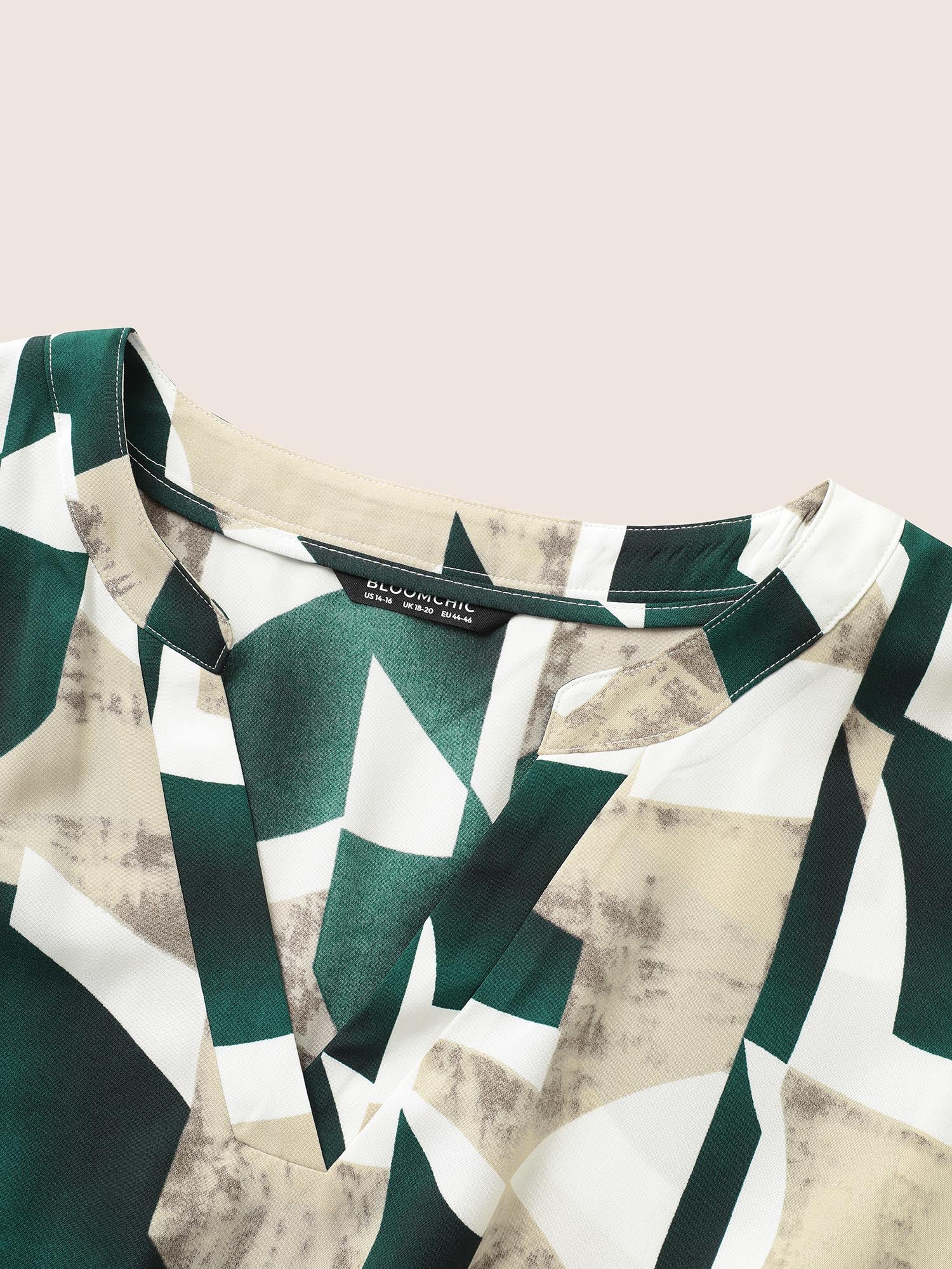 Geometric Pocket Flat Collar With V Notch Dress