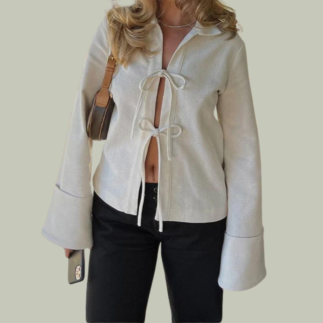Leanne - Textured cardigan with flared sleeves