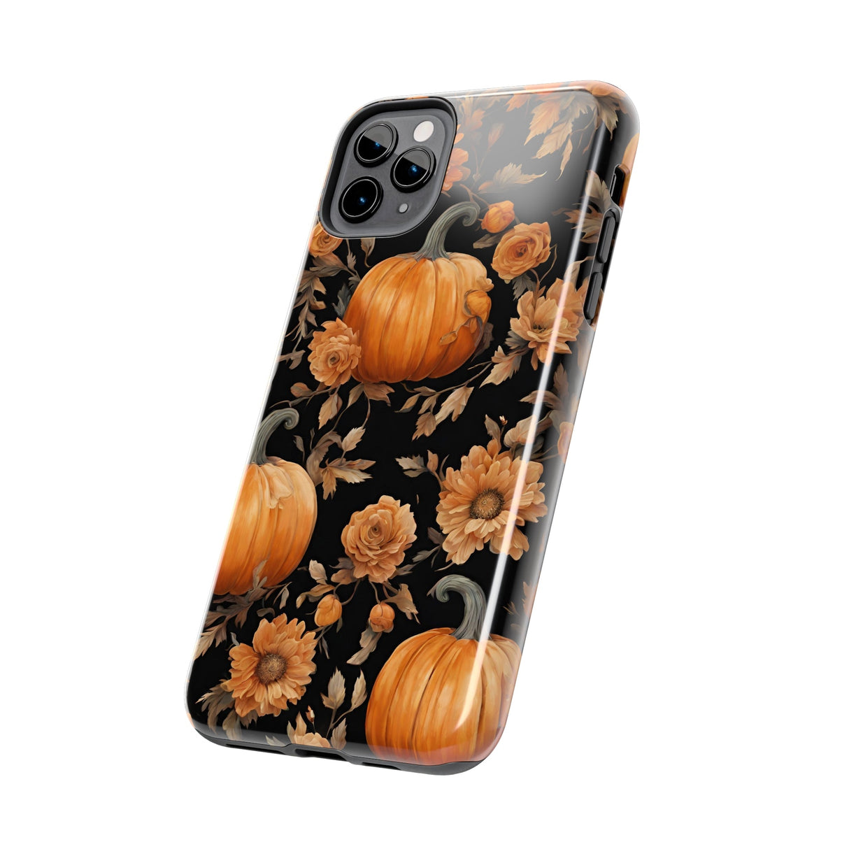 Halloween Pumpkin Tough Phone Cases, 3D Pumpkin and Flower Phone Case