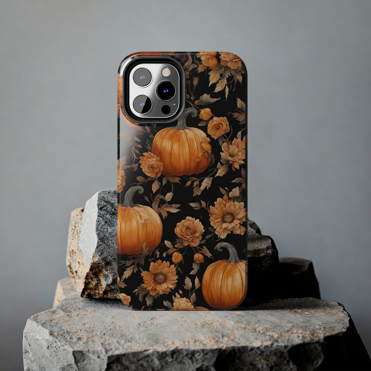 Halloween Pumpkin Tough Phone Cases, 3D Pumpkin and Flower Phone Case
