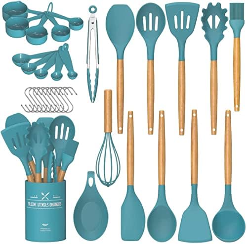 33 pcs Non-Stick Silicone Cooking Kitchen Utensils Spatula Set with Holder
