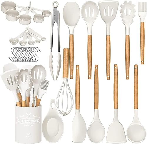 33 pcs Non-Stick Silicone Cooking Kitchen Utensils Spatula Set with Holder