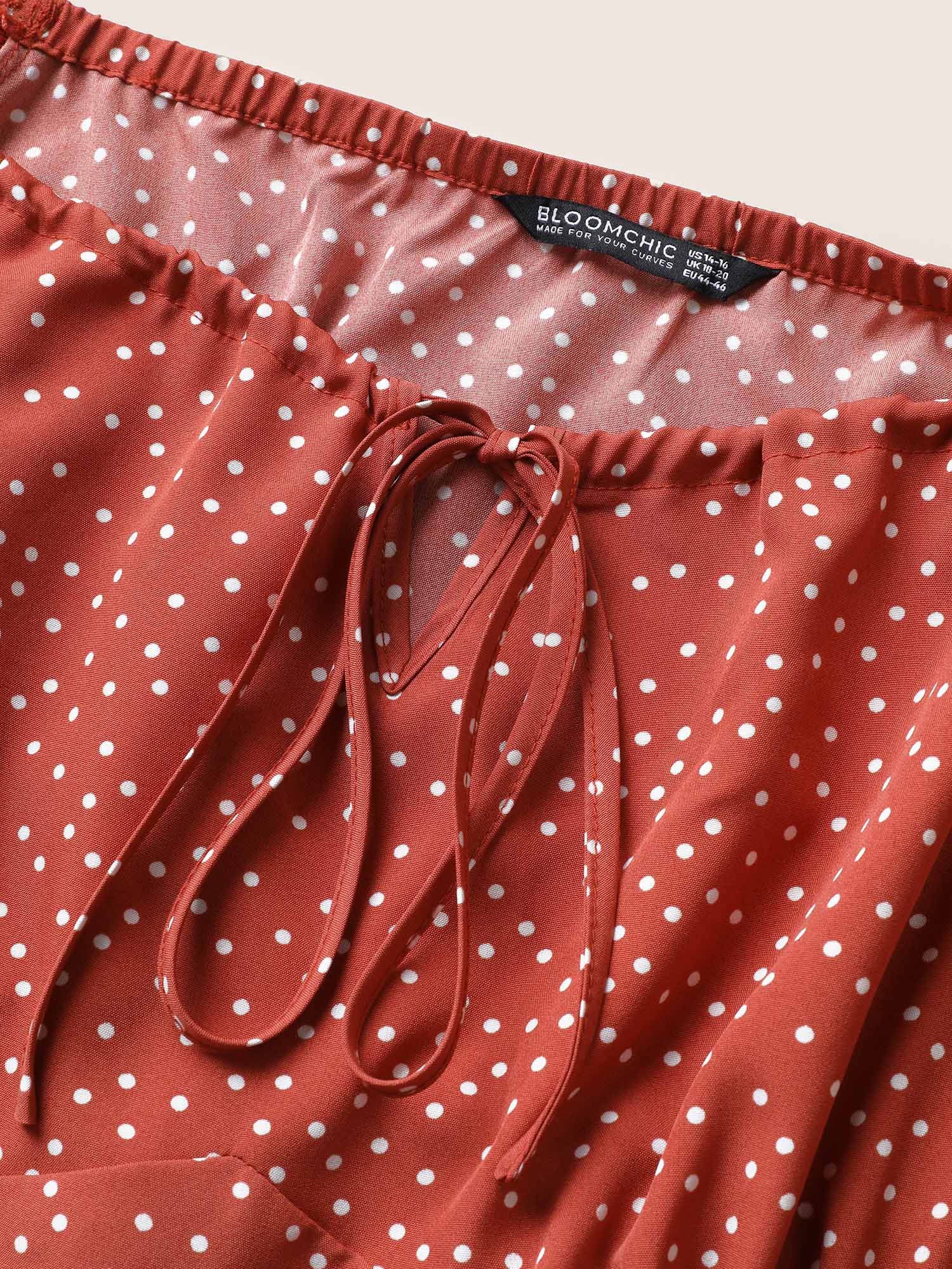 Polka Dot Ties Lantern Sleeve Gathered Dress