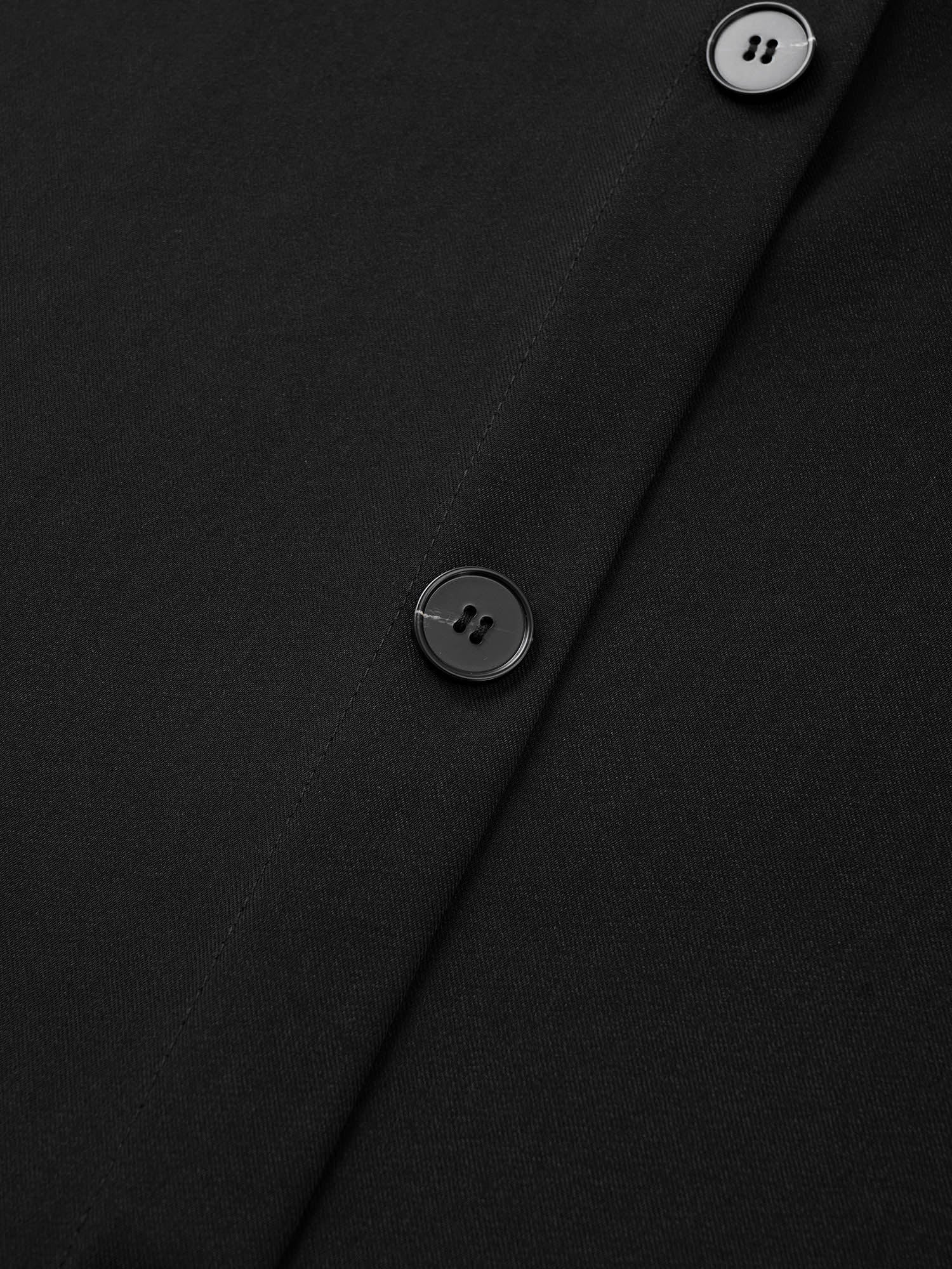 Solid Cold Shoulder Button Detail Belted Dress
