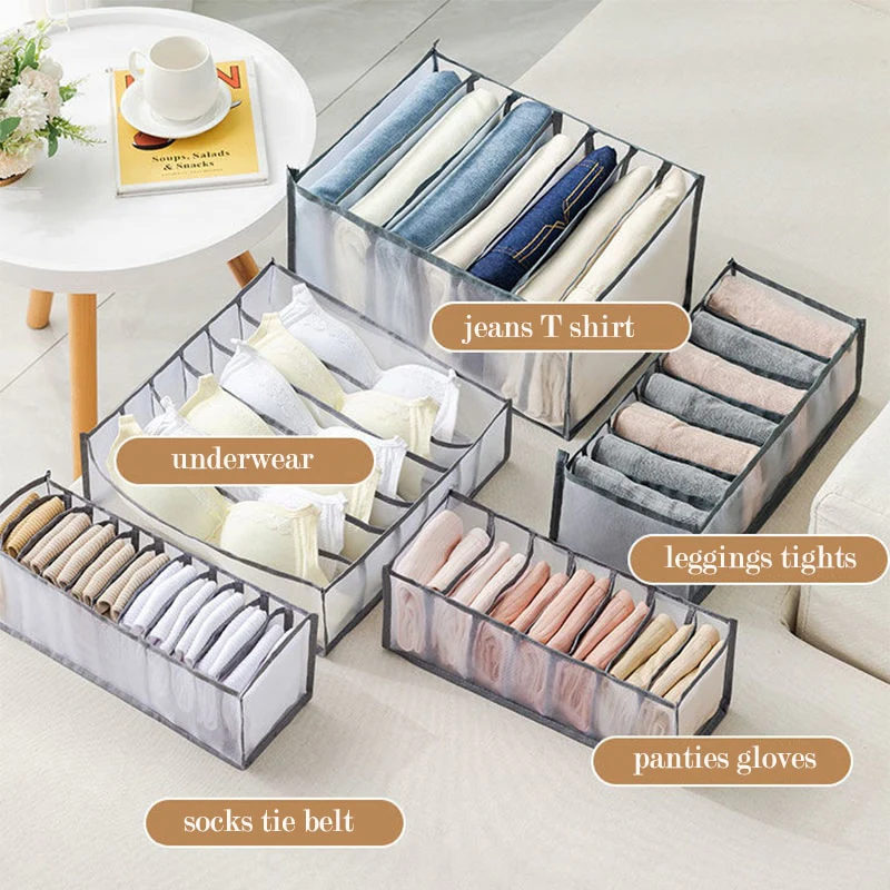 7-Grid Foldable Drawer Organizer for Dorm Closet