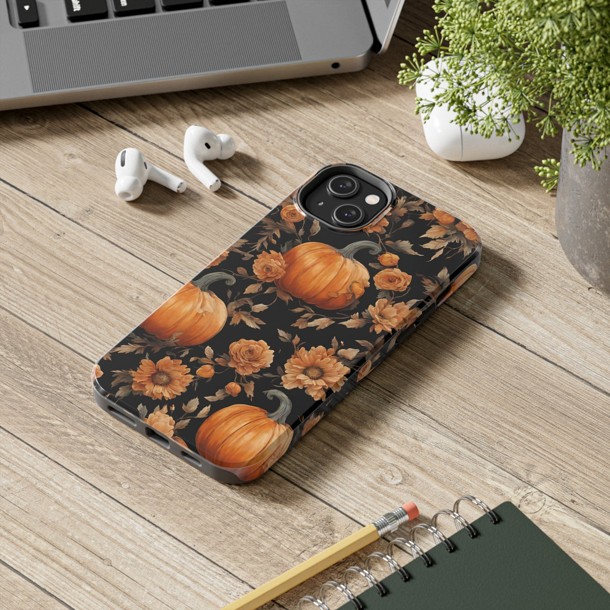 Halloween Pumpkin Tough Phone Cases, 3D Pumpkin and Flower Phone Case