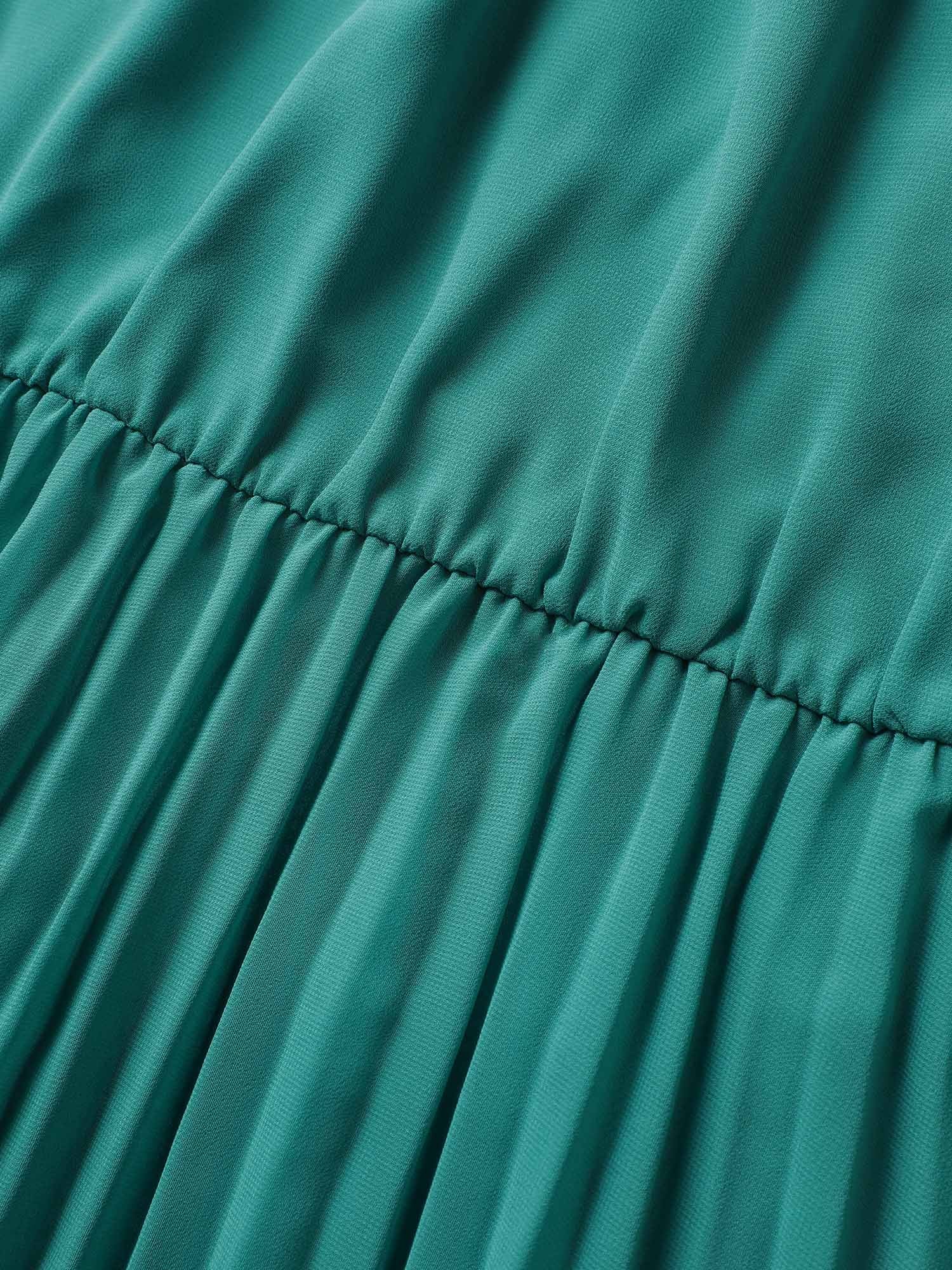 Plain Sleeveless Elastic Waist Pleated Belted Dress