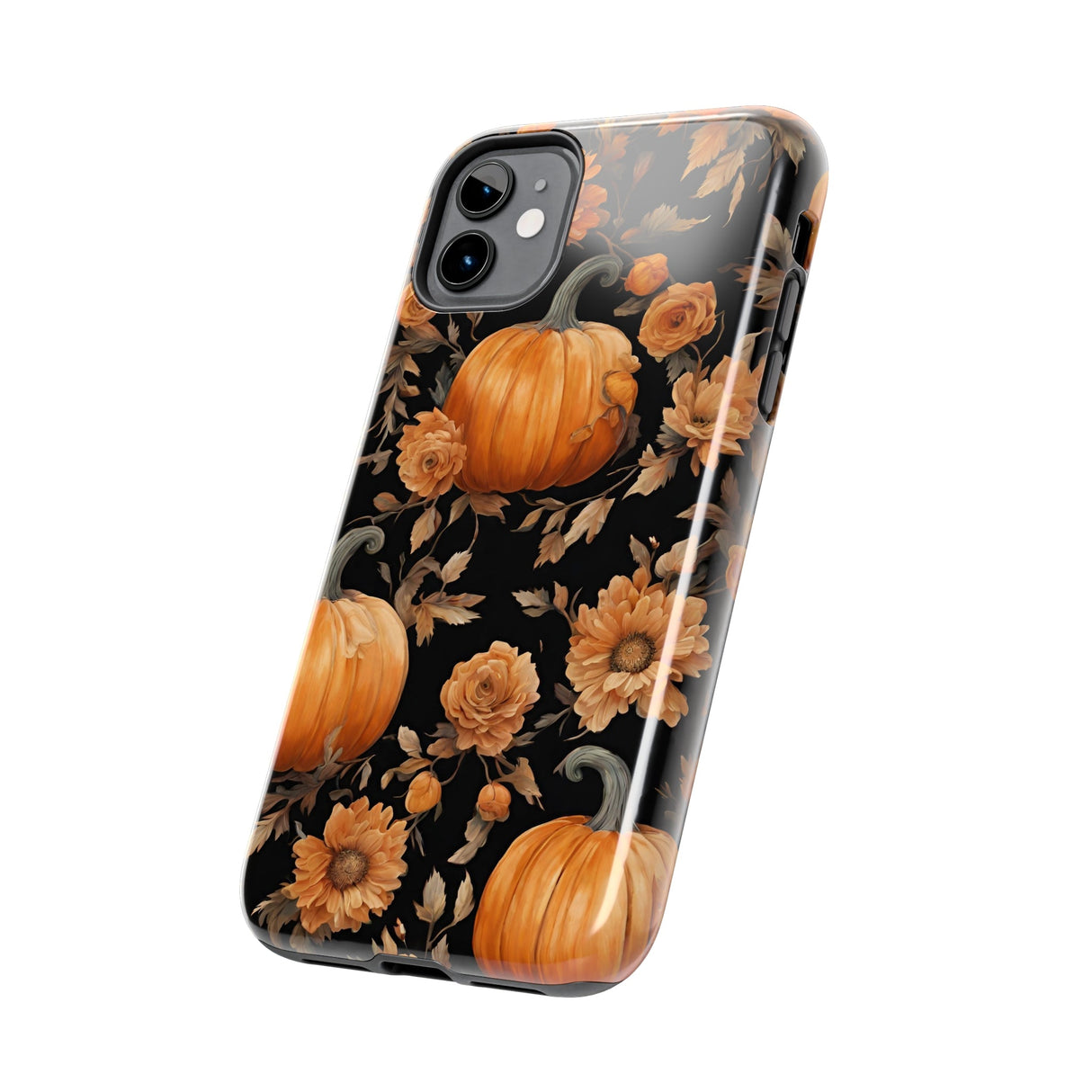 Halloween Pumpkin Tough Phone Cases, 3D Pumpkin and Flower Phone Case