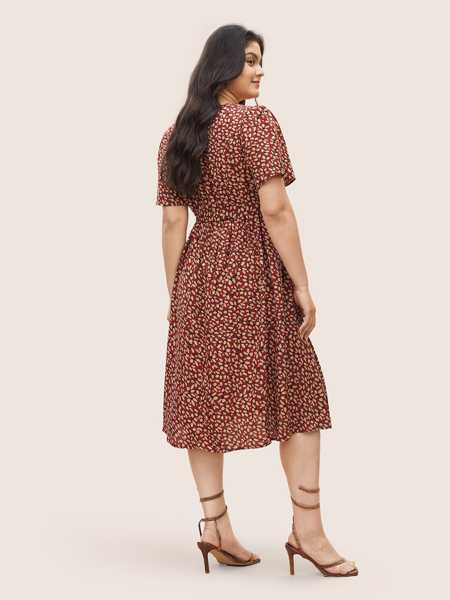 Geometric Graphic Button Detail Pocket Dress