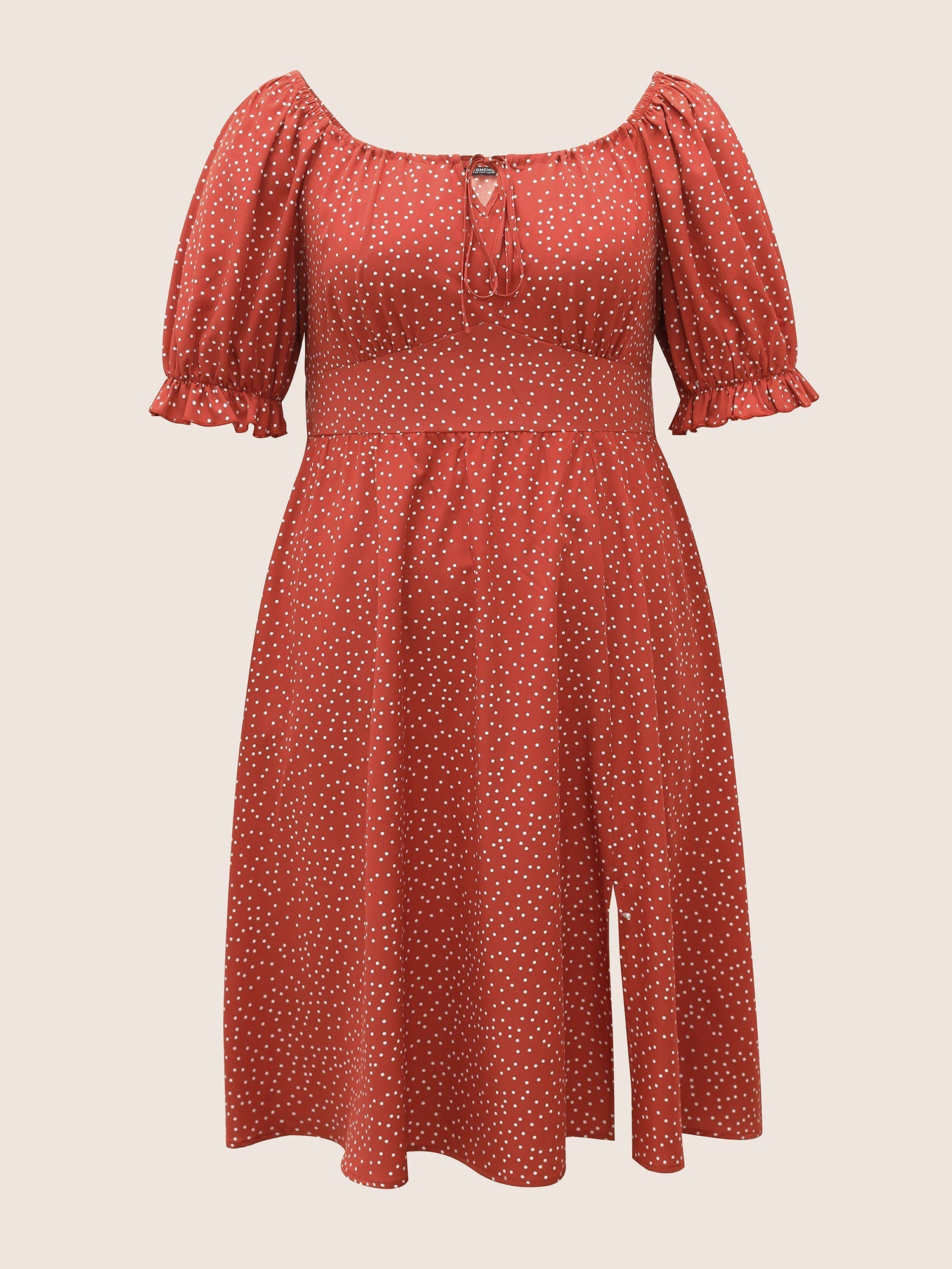 Polka Dot Ties Lantern Sleeve Gathered Dress