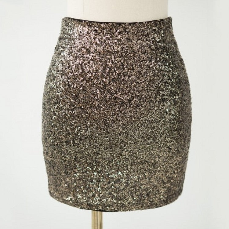Ladies fashionable sequin hip skirt