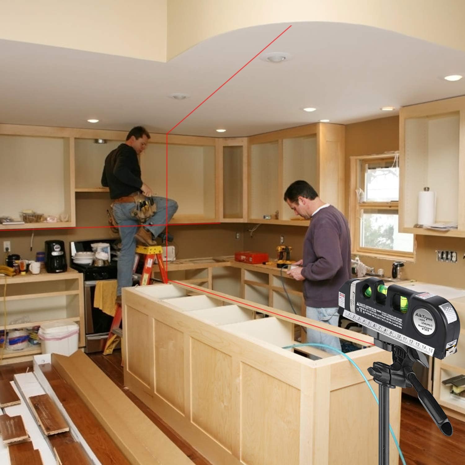 Multipurpose Laser Level Kit Standard Cross Line Laser with Metric Rulers