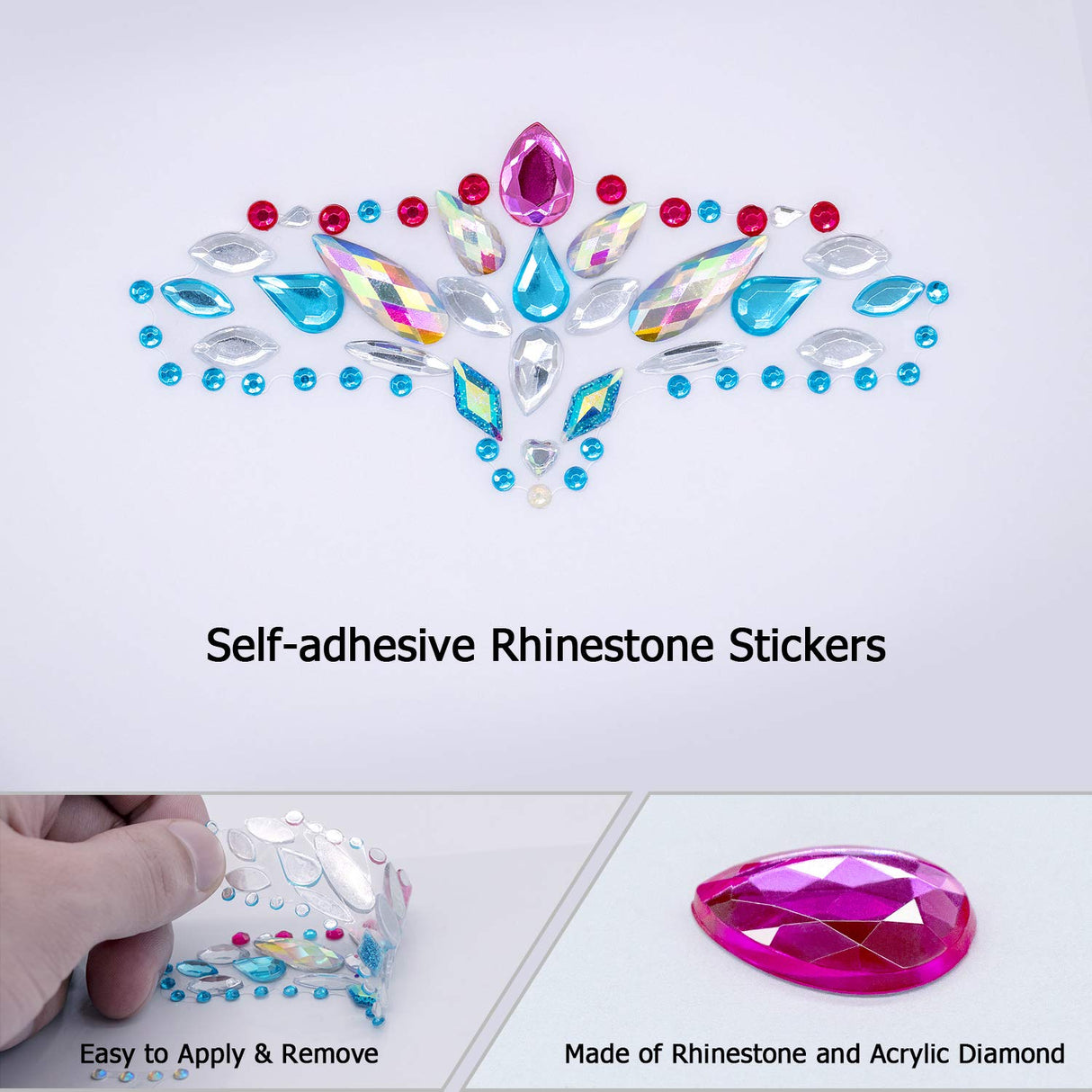 Mermaid Face Jewels Rhinestones Temporary Crystal Stickers Decorations