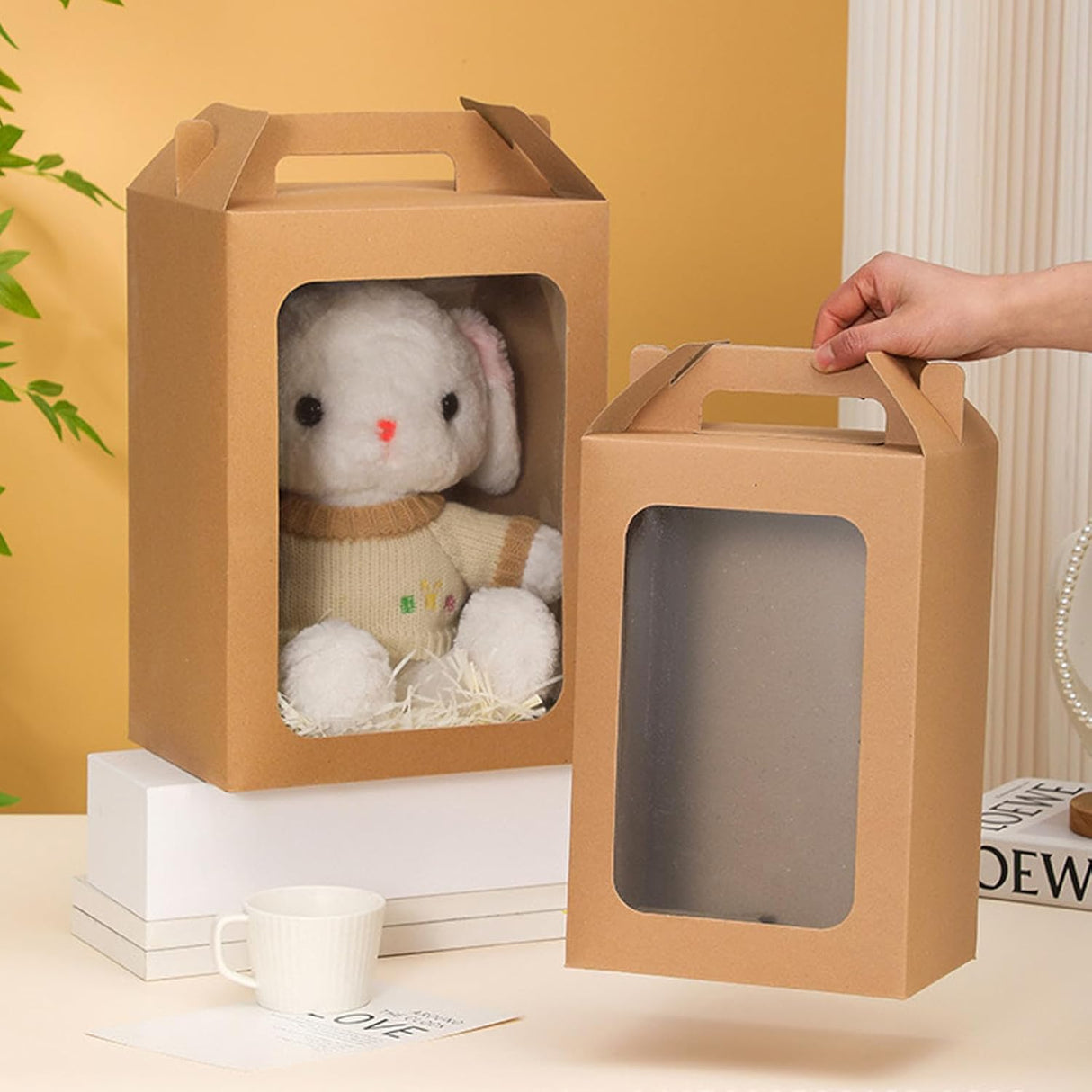 Kraft Paper Clear Gift Bags with Transparent Window Gift Boxes