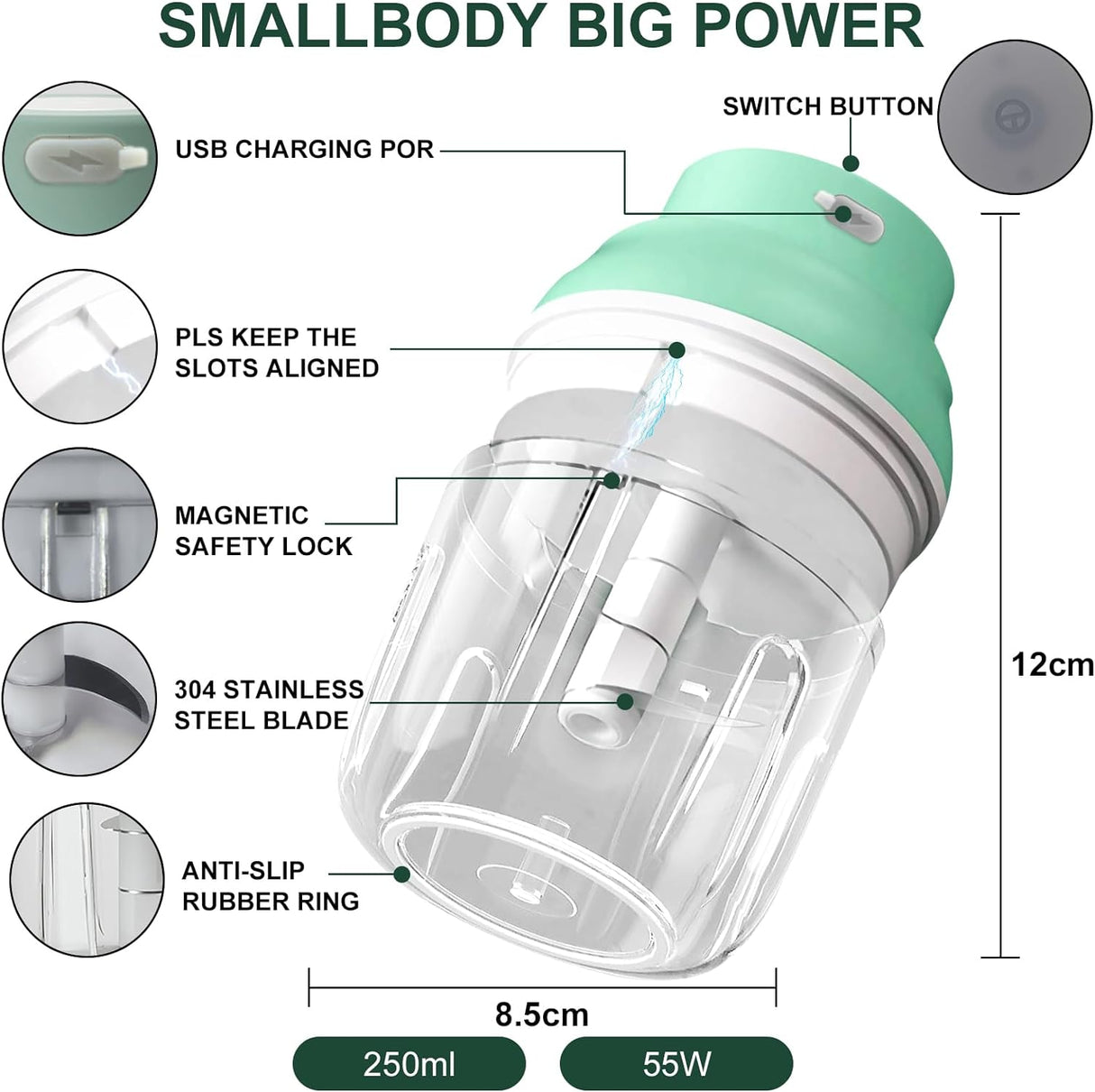 Electric Garlic Chopper 250ML