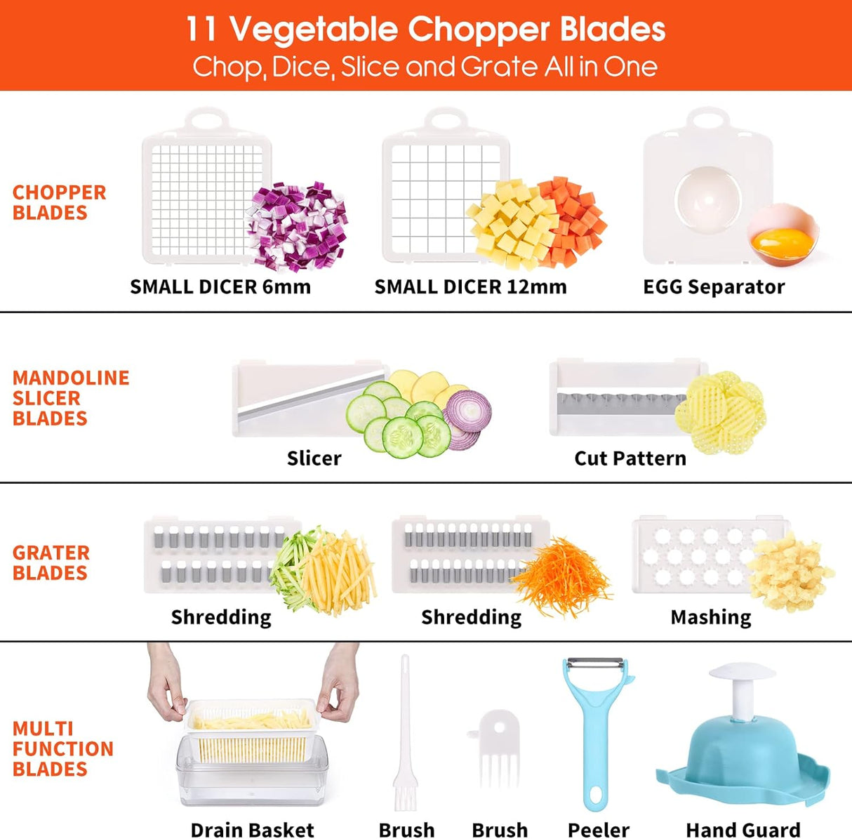 14in1 Multifunctional Food Chopper, Kitchen Vegetable Slicer