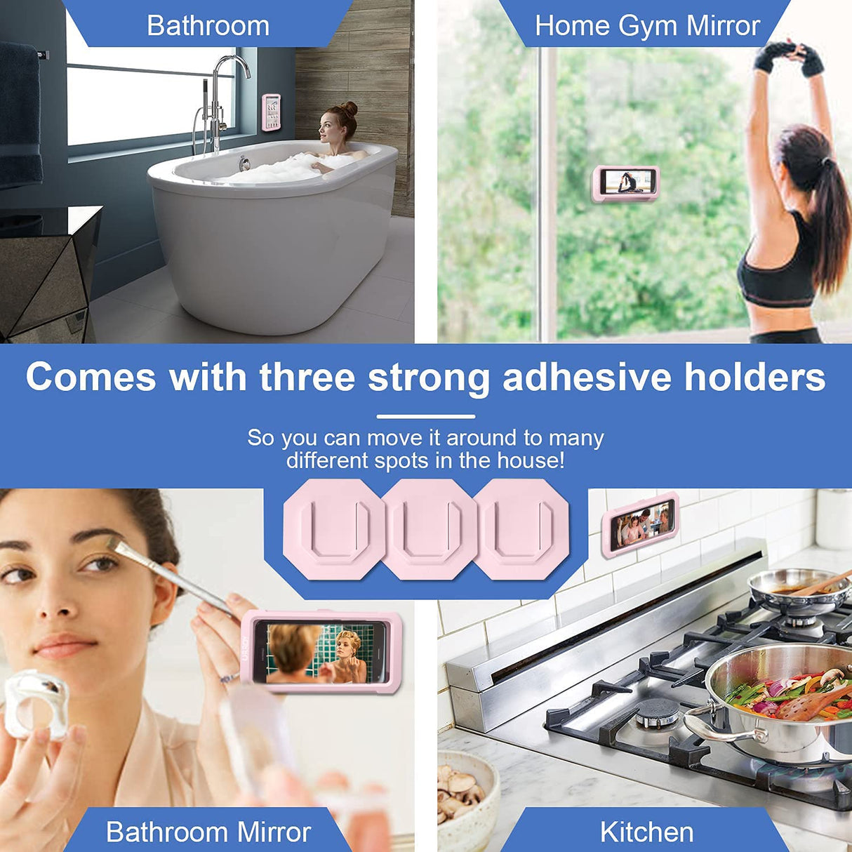 360° Rotation Shower Phone Case, Anti-Fog High Sensitivity Cover Mount Box for Bathroom